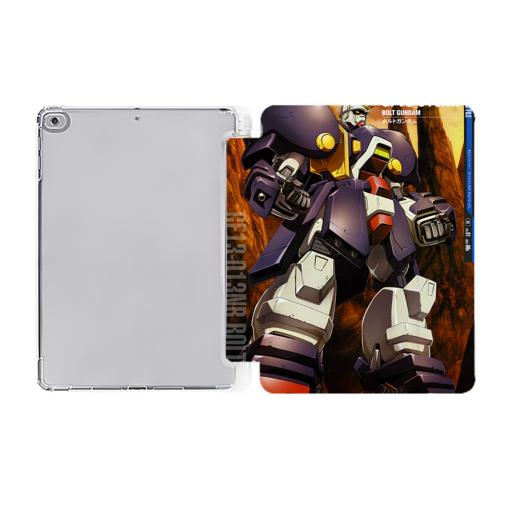 （画像用） 機動戦士ガンダム Mobile Suit Gundam IPad ケース ペン収納付き 三つ折りスタンド PUレザー×シリコン 対応機種9.5/10.5/10.9インチ